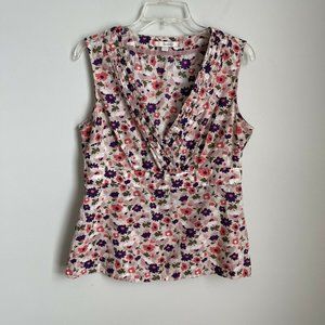 Boden Multicolor Floral Sleeveless Peplum Blouse